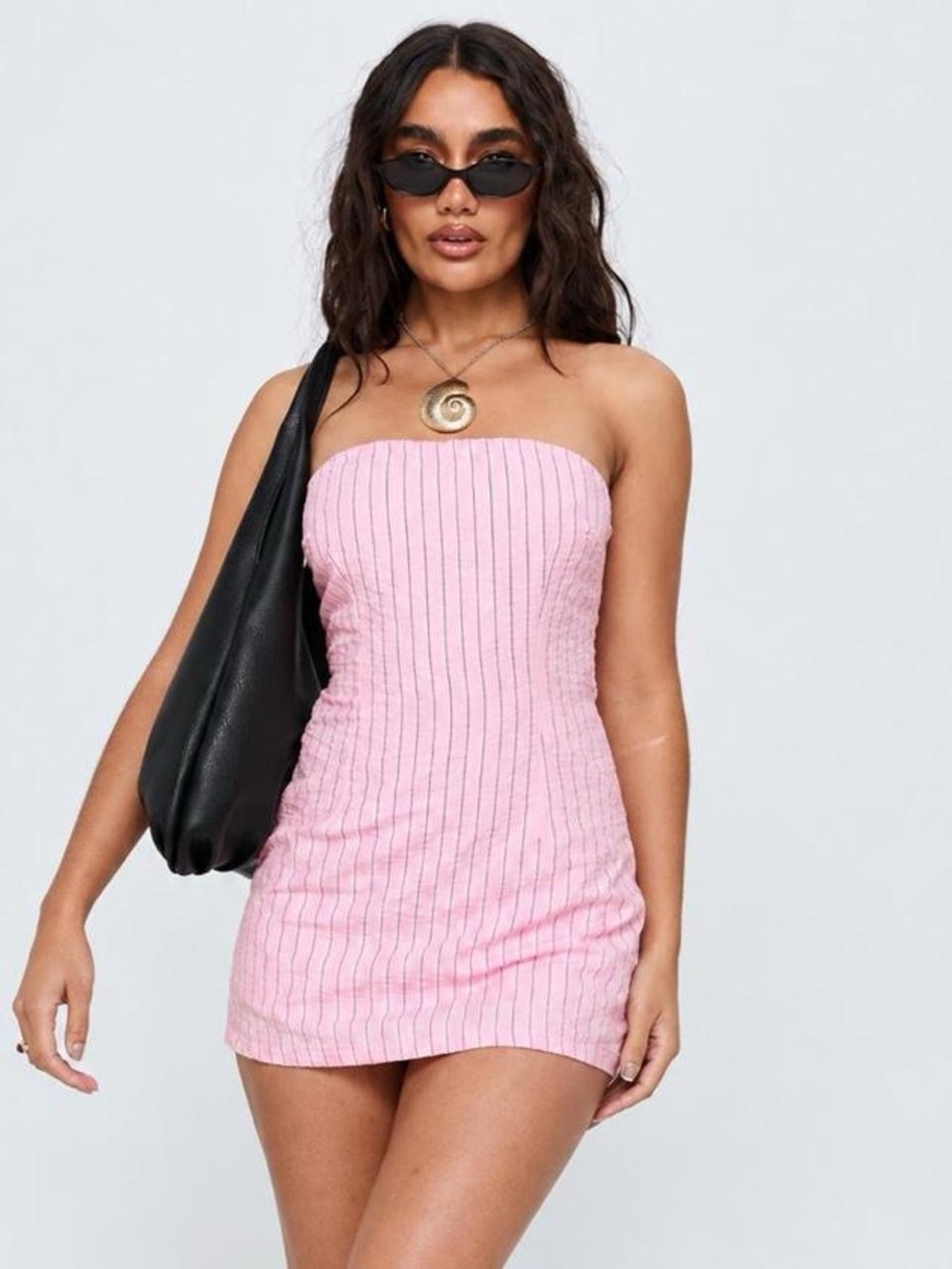 Princess Polly Light Pink Strapless Ribbed Mini Dress